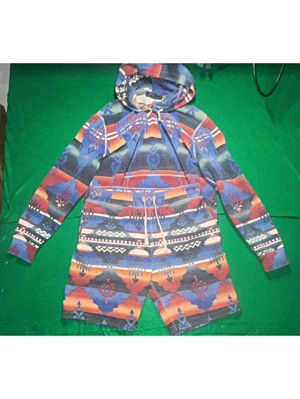Polo Ralph Lauren Aztec Southwestern Beacon Fleece Hoodie Shorts Set Men's Large